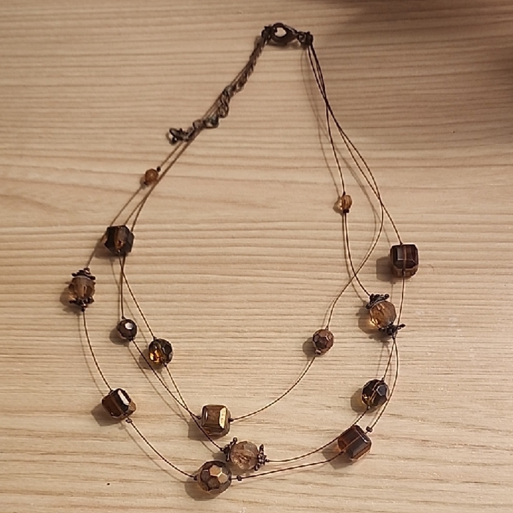 Antique Brown Beaded Necklace